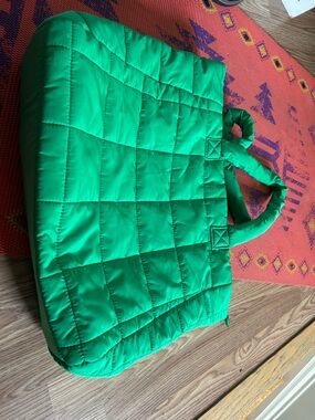 GAP Quilted Bright Green Puffer Tote